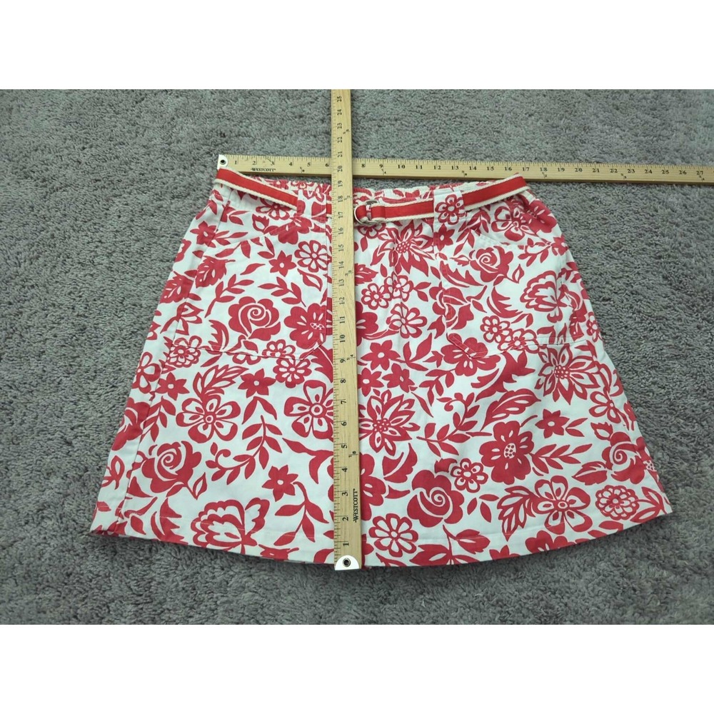 Bobbie Brooks Skort Womens Large Red Floral Elastic Waist Belted Casual‎ - Picture 3 of 6